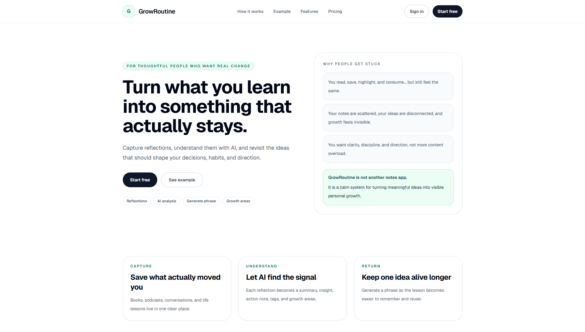 GrowRoutine project hero showing the main product experience.